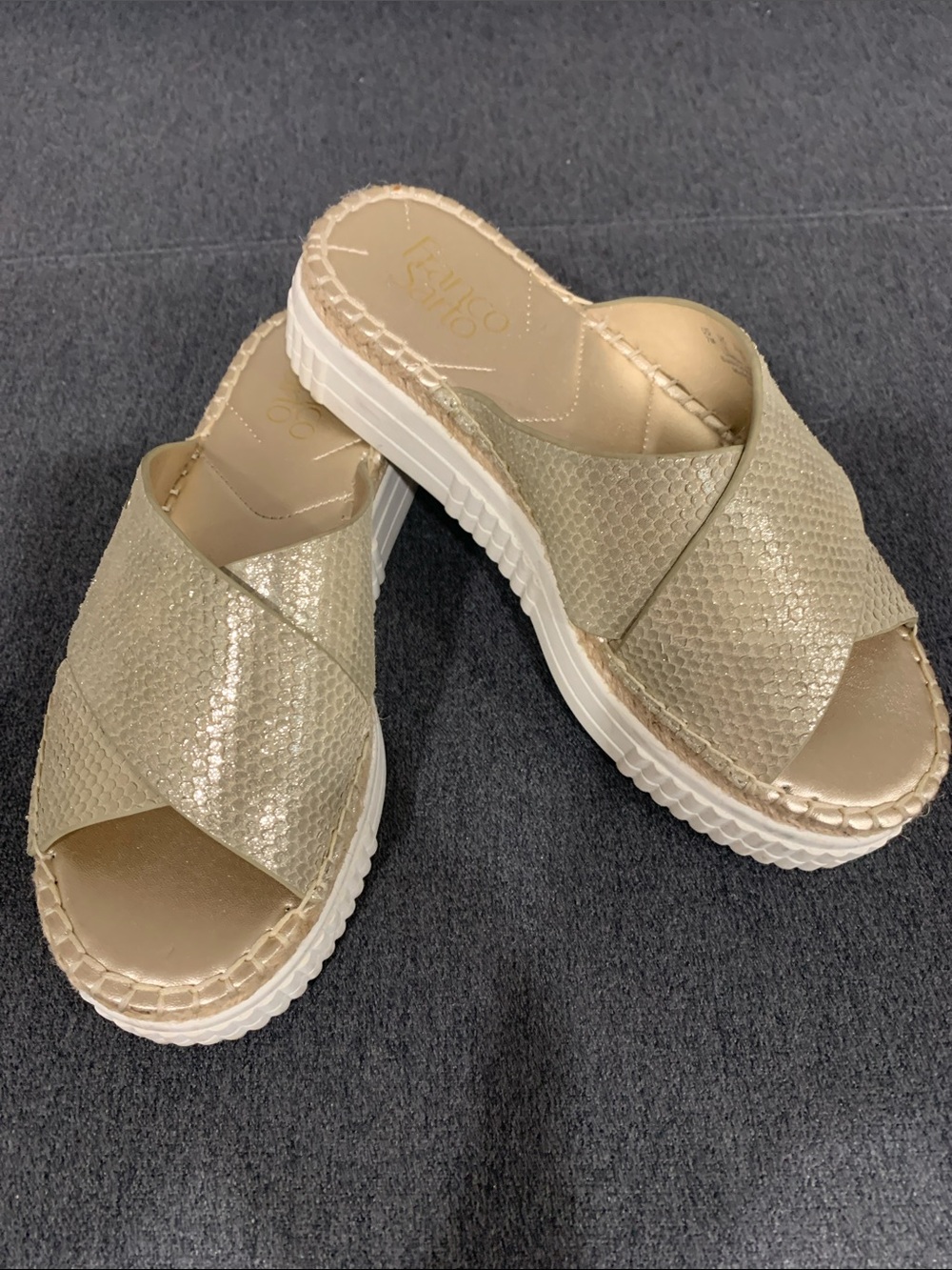 Franco Sarto Wedge Slide Sandals in Metallic Gold - Women